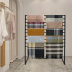 10 Tier Metal Scarf Organizer Holder, Freestanding Scarf Rack, Scarf Holder Organizer for Commercial Clothing Retail Store Towel Rack Ties Belt Pants Hanging (Black, 47.24 * 15.75 * 57.09in)