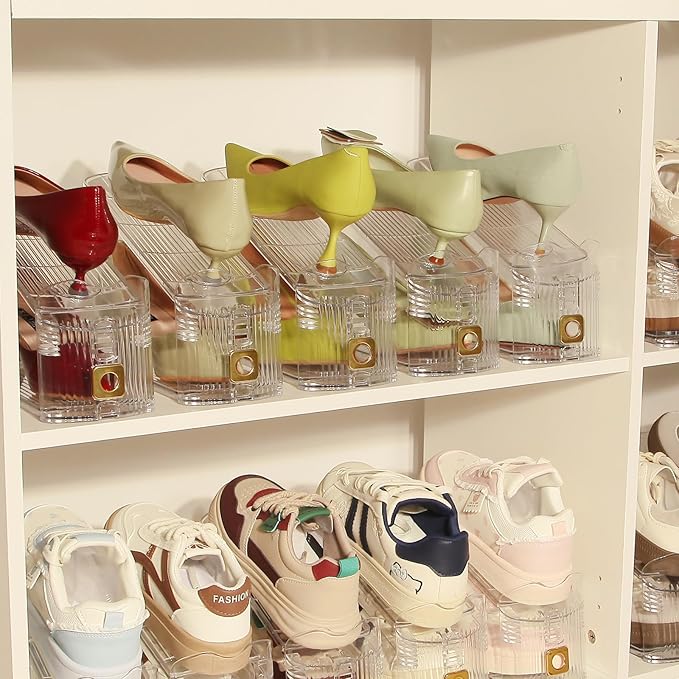 12 Pack Shoe Slots Organizer, Shoe Stackers Organizer for Closet Adjustable Shoe Holder Space Saver 50% Shoes Racks for Closet Organization
