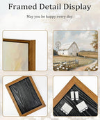 Framed Barn Canvas Wall Art Farmhouse Rustic Decor Pictures Farm Windmill Countryside Nature Field Meadow Flower Posters Prints for Home Decoration Bathroom Bedroom Living Room Decoration
