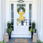 2 Pcs Yellow Wreath Sash for Front Door Linen Wreath Ribbon Bow for Yard Porch Garland Home Decor