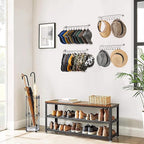 Hat Rack Wall Cap Organizer - Baseball Hat Racks Display Holder with 40 Hooks - Modern Metal Black Hats Storage Wall Mounted Caps Hanger Set of 4 for Closet Door Bedroom Entryway Laundry(Grey)