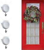 Zip 'n Hang Wreath Hanger for Front Door – Damage Free Adjustable Door Wreath Hanger for Glass, Screen & Standard Doors, Christmas Wreath & Decor Hook (White - 3 Pack)