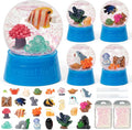 Ocean Snow Globes Craft Kit - 8 Set DIY Plastic Snow Globe Craft with Mini Resin Fish Animal, Make Your Own Party Favor Decor with Glitter for Art Activity (Under The Sea)