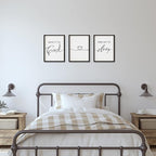 Set of 3 Framed Farmhouse Give it to God and Go to Sleep Signs 11x14” Above Bed Wall Decors for Bedroom Wood Signs (11x14 inches, Black)