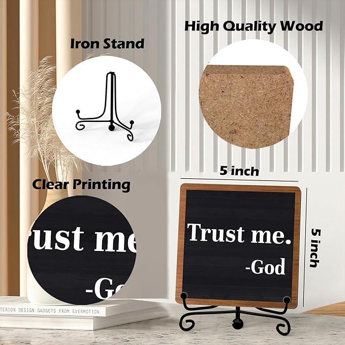 Home Decor, Farmhouse Shelf Decor For Living Room, Boho Aesthetic Table Decorations, Christian Gifts For Women Men, Entryway Tv Stand Fireplace Mantle Coffee Table Decoration (trust-02)
