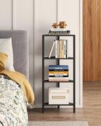 TUTOTAK Corner Shelf, 4-Tier Corner Bookshelf for Small Space, Narrow Display Corner Shelf Stand with Storage Rack, for Living Room, Bedroom, Black BS05BK004