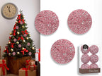 Christmas Traditions 4 inch Pink Glittered Rattan Ball Ornaments Hanging Tree Decorations (Set of 6) (Pink)