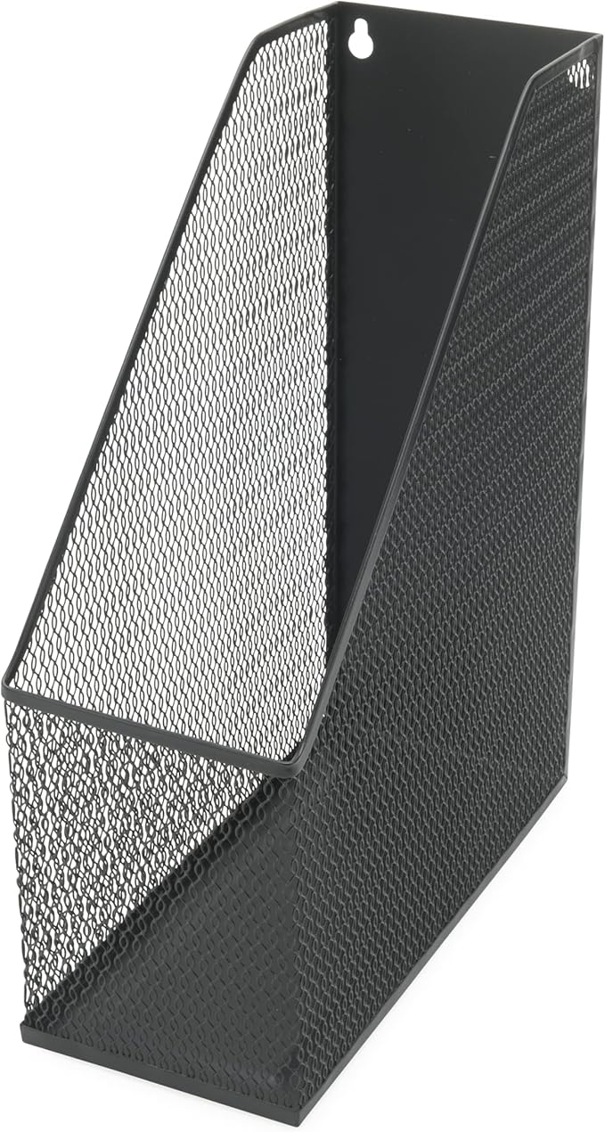 YBM HOME Mesh Steel Deluxe Magazine Rack, Extra Wide Magazine File Holder (1, Black)
