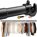 17 to 84 Inch Closet Rods for Hanging Clothes with Screwdriver, Stepless Adjustable Closet Rod Heavy Duty, 1.3 Inch Clothes Hanging Rod Metal Closets Pole Bar for Wardrobes Laundry Bathroom RV, Black