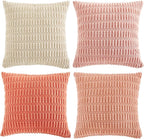 Fancy Homi 4 Packs Decorative Throw Pillow Covers for Living Room Couch Bed, Modern Farmhouse Boho Home Décor Accent Cushion Case, 24" x 24", Pink Series