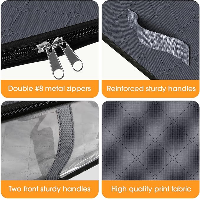 StorageRight Under Bed Storage Bags 3 Pack, 40L Large Clothes & Comforter Storage Containers with Clear Window, Breathable Fabric Organizer for Blankets, Bedding, Seasonal Clothing