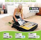 Vacuum Bags for Travel - USB Electric Pump, 9 Pack Carry-on Size Vacuum Seal Bags for Clothing - Space Saver Vacuum Storage Bags for Luggage, Travel Essentials.