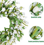 Sggvecsy Spring Summer Wreath for Front Door 22 Inch Artificial White Flower with White Tulips Greenery Leaves Lavender for All Seasons Home Farmhouse Indoor Outdoor Wall Decor