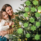 36pcs Christmas Lime Green Snowflake Ornaments，Plastic Lime Green Snow Flakes Hanging Ornaments for Christmas Tree Decor Winter Wonderland Frozen Birthday Party Holiday Home Decor Craft Snowflake