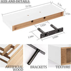 BAMEOS Floating Shelves, White Wall Mounted Wooden Shelves with Invisible Brackets Set of 2, Hanging Wall Shelves Decoration for Bedroom, Bathroom, Living Room and Kitchen