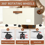 Shoe Organizer for Closet, Shoe Storage Organizer with Wheels and Adjustable Dividers, Stackable Shoe Storage Box with Clear Cover, Foldable Closet Shoe Organizer Fits up to 24-48 Pairs, Beige