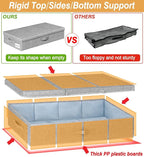 punemi Under Bed Storage Containers, 3 Pcs Large Blanket Clothes Storage Bag, Long Flat Firm Sides Underbed Organization And Storage w/ 3 Handles & Lid For Comforter Toy Closet, 31.1*15.7*6 inch Tall