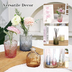 CUCUMI 12 Pack Colorful Glass Bud Vases, Small Colored Vintage Vases for Centerpieces, Decorative Flower Vases for Wedding Home Table Decor(Amber, Blue, Green, Pink)