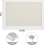 AKTOP Cork Board Bulletin Board with Linen 16.7" X 11", Small Framed Corkboard for Wall, Hanging Pin Board Picture Board for Home Office Decor, Cute Vision Board with 8 Pushpins (Vintage White)