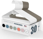 Neaties Heavy Duty Clothes Hangers 30 Pack – Made in the USA – 8lb Capacity Plastic Hangers for Adult Clothing – Durable for Pants, Coats, Jackets, or Jeans – White & Gray