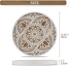Hanobe Decorative Serving Tray Round: Farmhouse Coffee Table Decor Boho White Mandala Trays for Living Room Kitchen Bathroom Display