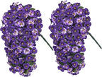 HyeFlora Artificial Flowers for Outdoors 2pcs Faux Silk Pansy Vines Lush UV Resistant Fake Hanging Flower Plants for Outside Porch Yard Patio Window Box (Mix Purple)