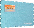 Lightomorrow Scalloped Bulletin Board, 24 x 18 Inches Felt Pin Board - Decorative Cork Alternative for Wall, Foldable Picture Self-Adhesive Vision Prayer Board with 20 Pushpins - Turquoise Blue