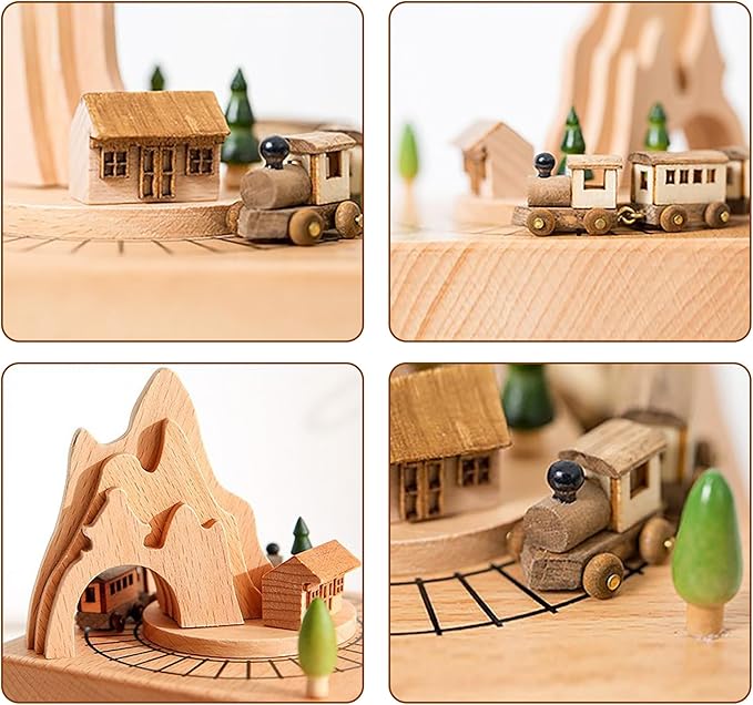 EDSG Personalized Music Box Custom Wooden Music Box Gifts for Birthday Christmas Engraved Rotating Musical Boxes Figurines with Any Name for Kids Girls Boys Daughter Home Decor (Design 1)