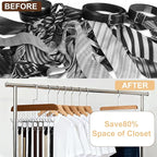 2 Pack Belt Hanger for Closet, Wooden Tie Racks Hanger with Upgraded 360°Rotating, Space-Saving Belt Holders with 8 Hooks, Closet Storage for Tie,Tank Top,Bra, Scarf,Hat
