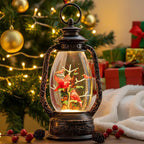 Christmas Snow Globe Lantern Water Glittering 12'' Cardinal with Music, USB Lined/Battery Operated Lighted Lantern for Christmas Festival Decoration Gifts