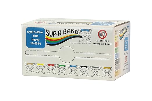 CanDo Sup-R Band Latex Free Exercise Band, 6 Yard Roll, Blue, Level 4, Heavy Resistance
