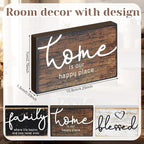 Jetec 3 Pcs Wooden Family Sign Rustic Blessed Home Wall Art Wood Wall Mini Decor Farmhouse Table Shelve Decoration Sign for Bedroom Kitchen Living Room Table Decor (Rustic Color,4.25 x 2.76 x 0.59 in)