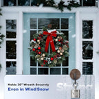 OUTXE Wreath Hanger for Front Door, Upgraded Suction Cup Reef Hook for Glass Window/Over Door, Christmas/Thanksgiving/Halloween/July 4th/Easter/Valentine/Spring/Summer/Fall (Walnut, 2-Pack)