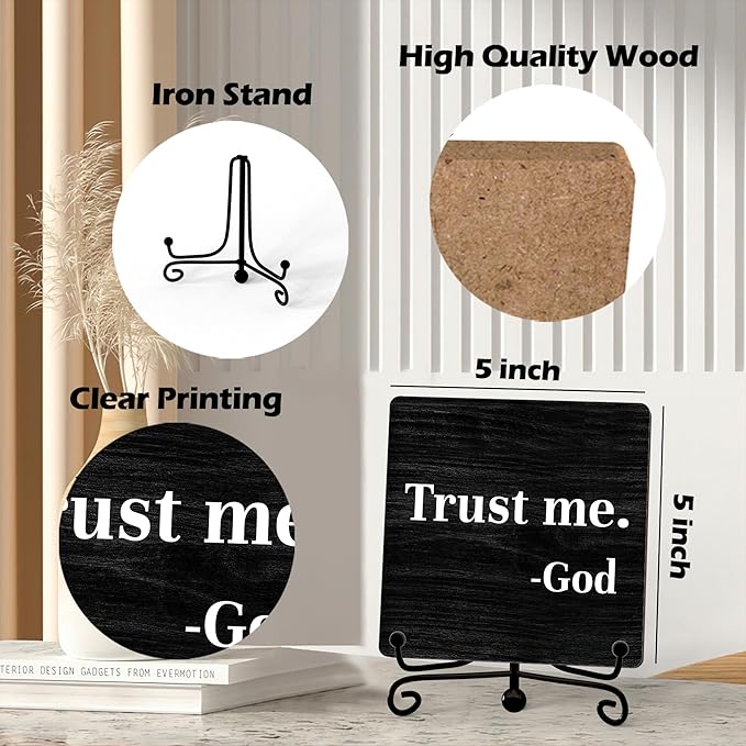 Home Decor, Farmhouse Shelf Decor For Living Room, Boho Aesthetic Table Decorations, Christian Gifts For Women Men, Entryway Tv Stand Fireplace Mantle Coffee Table Decoration (trust-03)