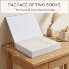 MAOBUYOU Decorative Storage Books Set of 2, Linen Cover, Gold Letters, White and Green