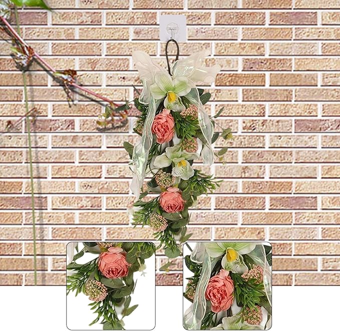 Artificial Floral Swag with Hanging Loop Decoration Spring Wreath Front Door Swag for Birthday Anniversary