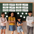 Zonon 48 Pieces Holiday Monthly Headliners Set 12 Months of The Year Headers Seasonal Monthly Bulletin Board Borders with 36 Round Blank Confetti Cutouts(Greenery)