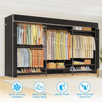 Ulif E13C Max Heavy Duty Closet Organizer System，Freestanding Clothing Racks for Hanging Clothes，Adjustable Garment Rack 86" W x16 D x77 H Hold 1100 lbs，Black Rack with Black Dustproof Cover