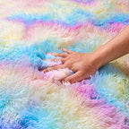 Rainbow Rug for Living Room, 6x9 Area Rug for Cute Girls Room, Bedside Indoor Floor Fluffy Shag Carpet, Plush Soft Rug for Bedroom Nursery Dorm Home Decor