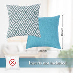 HPUK Decorative Throw Pillow Covers Set of 4 Geometric Design Linen Cushion Cover for Couch Sofa Living Room, 18"x18" inches, Aqua Blue