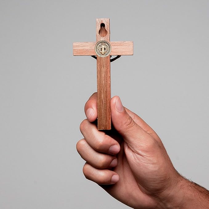 Intercession Wall and Table Wood Cross Crucifix (Antique Gold - 5 Inch)