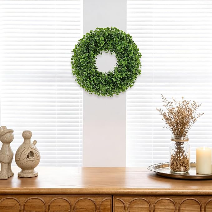 U'Artlines 24" Front Door Wreaths, Artificial Summer Greenery Weath, Hanging Garland for Home Wedding Wall Window Decoration (24'' Round,1)