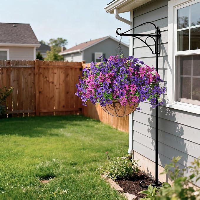 Artificial Flowers for Outdoor Faux Flower Spring Decoration, 12 Bundles Fake Plants Silk Daisy Bulk UV Resistant Realistic for Outside Porch Patio Balcony Planter Yard Garden Home Decor(Purple)