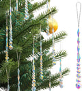 12pcs Crystal Icicle Christmas Tree Ornaments, Glass Beads Hanging Chandelier Pendants for Christmas Party Wedding Winter Decorations (Crystal AB)