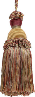 DÉCOPRO Beautiful Hand-Crafted 5" (12.5cm) Key Tassel, 3 1/2" (8.5cm) Loop # IKTJ, Cherry Grove Beige #4770 (Golden Beige, Rust Red, Olive Green) Set of 10
