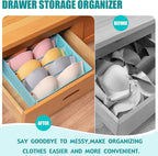 Bra Storage Drawers Organizer for Clothing Underwear Drawer Organizer Dividers Foldable Storage Cube Bins for Bra,Socks, Underwear,3 Pack （Light Green）