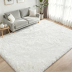 Fluffy 5x7 Area Rugs for Living Room Bedroom: Ultra Soft Shag Rug Non-Slip Non-Shedding Small Plush Bedside Rug Indoor Floor Carpets for Kids Room Playroom Entryway Nursery Dorms Home Decor Ivory
