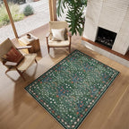 Dark Green 4x6 Washable Area Rug, Ultra Soft Non-Slip Stain Resistant, Floral Distressed Design for Living Room, Bedroom, Large Entryway & Kitchen