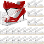 Shoe Slots Organizer 20 Pack - Shoe Stackers, 3 Levels Adjustable, Space Savers 50%, Double Layer Holders for Closet (Transparent), Organizador de Zapatos