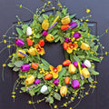 Spring Wreaths for Front Door 24 Inch,Spring Summer Wreath with Colorful Tulip,Eucalyptus and Ferns,Tulip Wreath for Indoor Outdoor Farmhouse Home Porch Wall Decor